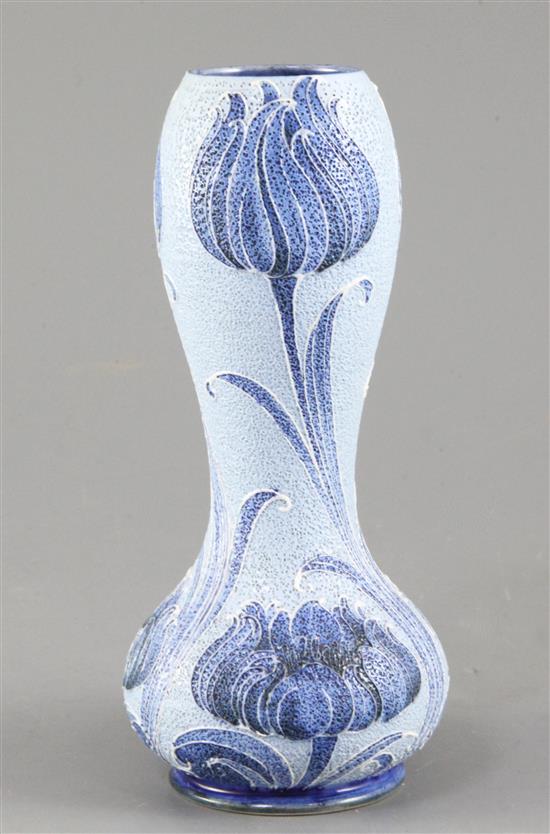 A Moorcroft MacIntyre Florian ware stipple ground double gourd shaped vase, c.1903, height 21cm